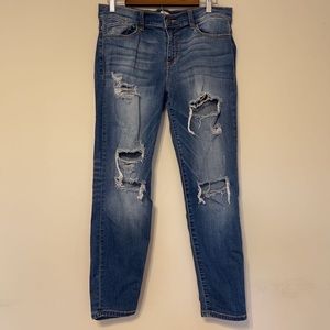 🛑SOLD🛑 Sneak Peek Women Boyfriend Jeans Blue Stretch Distressed Medium Wash JR11